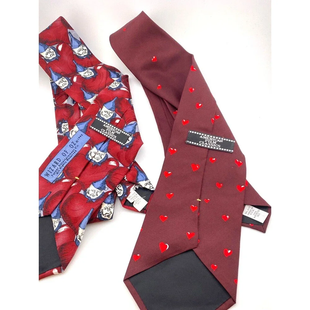 American Film Classics Set of 2 Wizard of Oz Neck Ties 100% Silk Tin Man Hearts